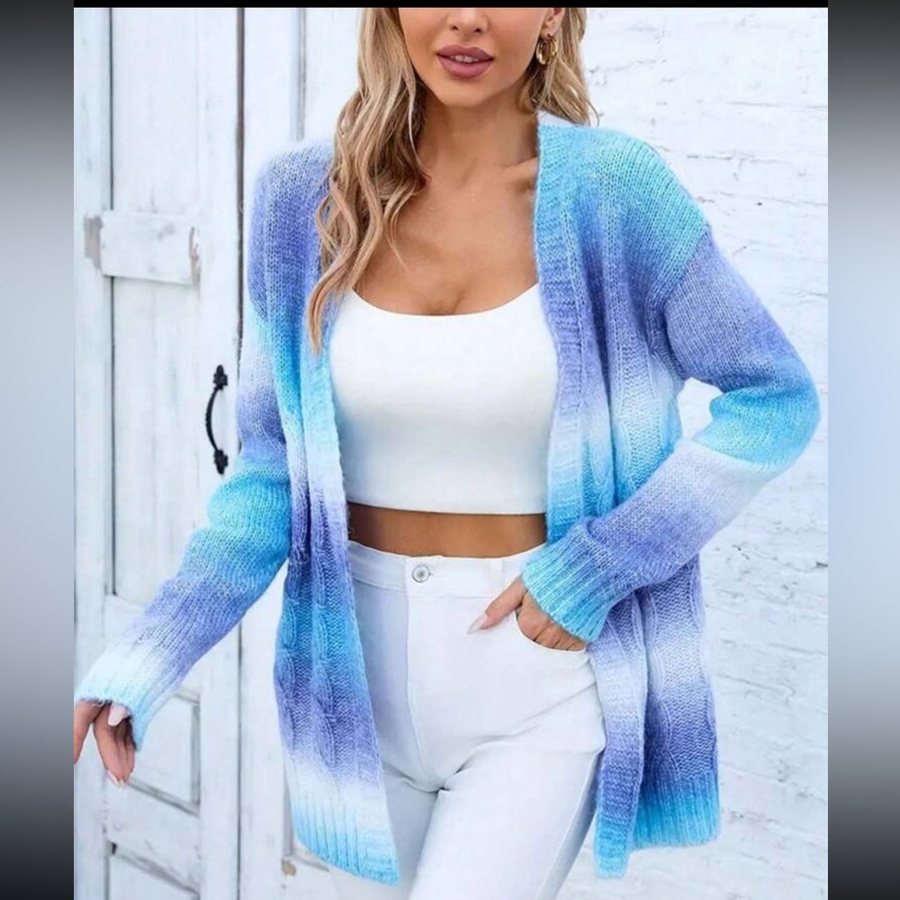 New ombre  open front cardigan sweater